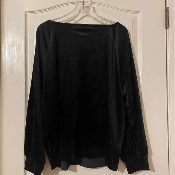 LOFT Black Velvet Long Sleeve Blouse Top Size XXL Scoop Neck Holiday Party Soft - Picture 7 of 7